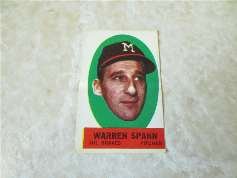1963 Topps Peel-Offs Warren Spahn baseball card 