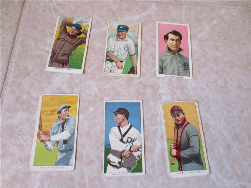 (6) 1909-11 T206 baseball cards of Charles, Doolan, Pfeffer, McIntyre (2 diff.), Leifield