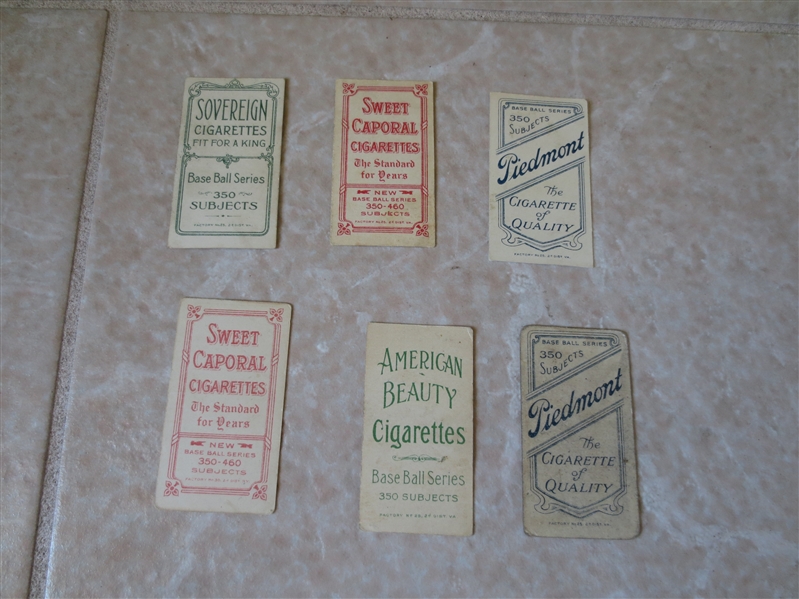 (6) 1909-11 T206 baseball cards of Charles, Doolan, Pfeffer, McIntyre (2 diff.), Leifield
