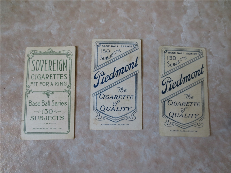 (3) 1909-11 T206 baseball cards: G. Davis (Sovereign back), Kleinow, Nicholls
