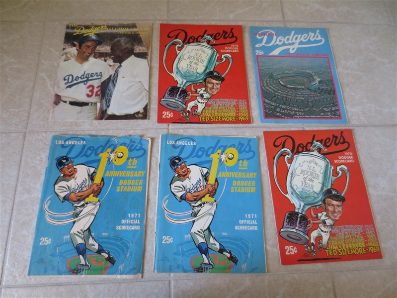 (7) old Los Angeles Dodgers programs plus Hank Aaron #715 Sports Illustrated