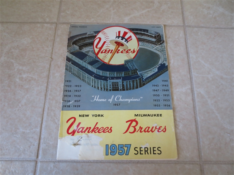 1957 World Series baseball program  Milwaukee Braves at New York Yankees