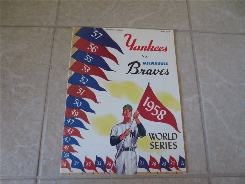 1958 World Series baseball program New York Yankees vs. Milwaukee Braves  Very nice condition