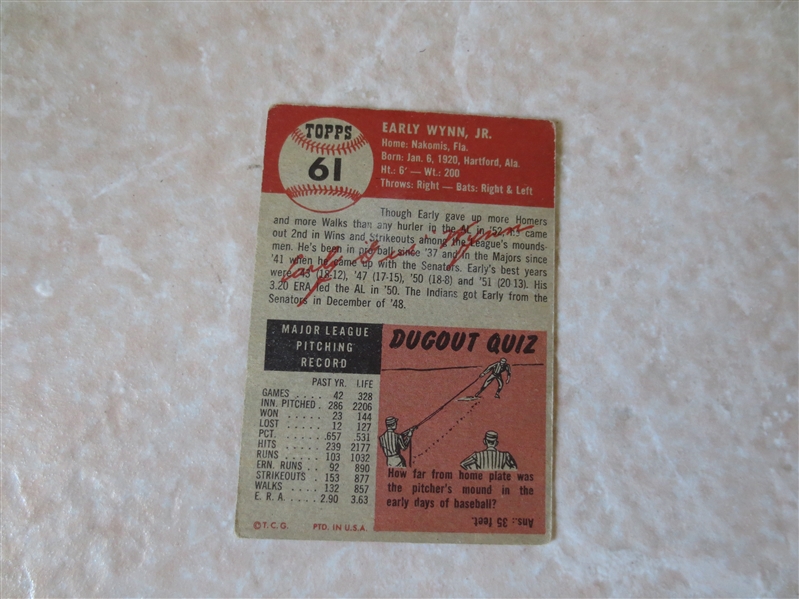 1953 Topps Early Wynn #61 plus 1959 Topps Rocky Colavito #420 baseball cards