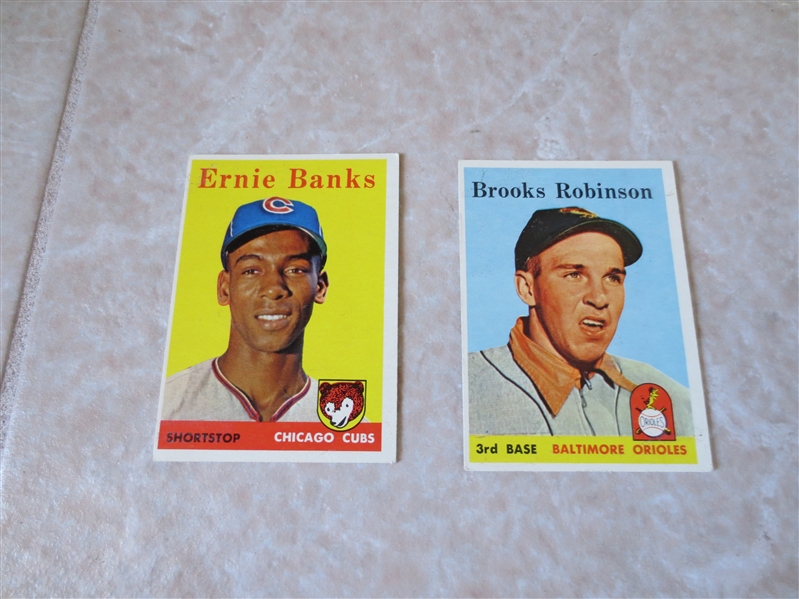 1958 Topps Ernie Banks #310 plus 1958 Topps Brooks Robinson #307