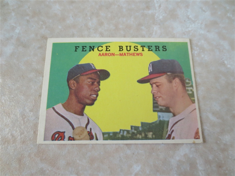 (4) Vintage HOFer Topps baseball cards: Mantle, Mays, Banks, Aaron/Mathews