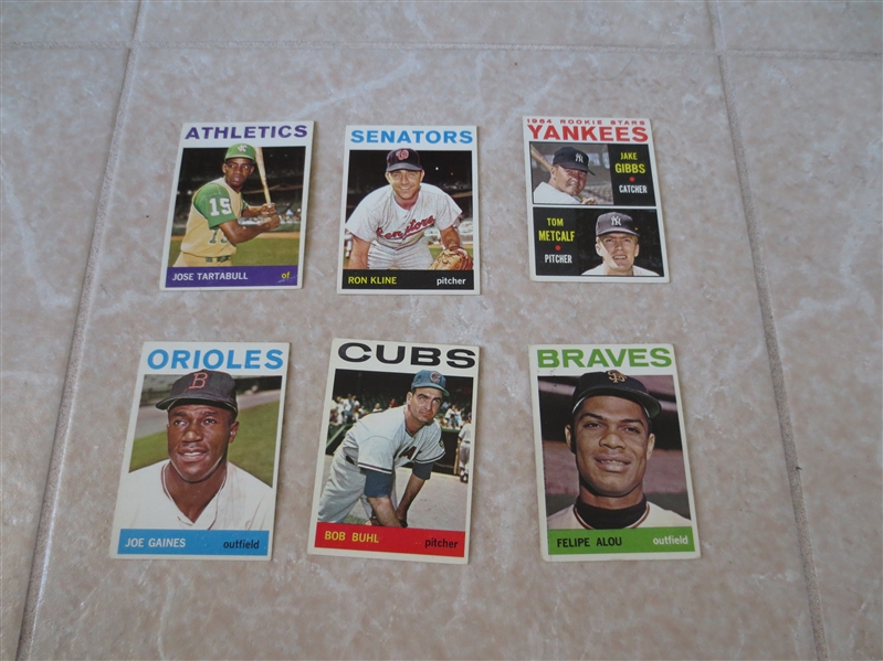(50) different 1964 Topps baseball cards with no stars