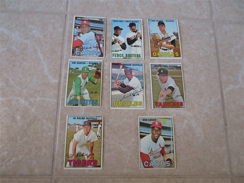 (8) 1967 Topps Hall of Famer baseball cards