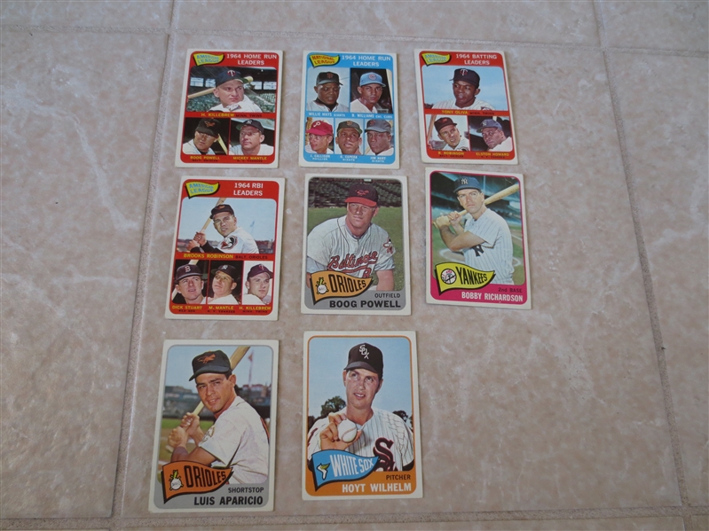 (8) 1965 Topps Leaders and Star baseball cards