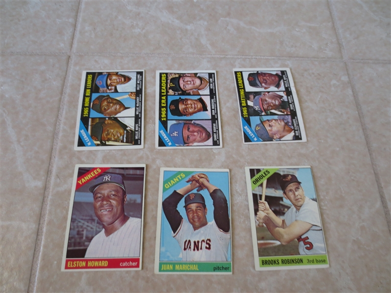 (6) 1966 Topps Leader and Stars baseball cards