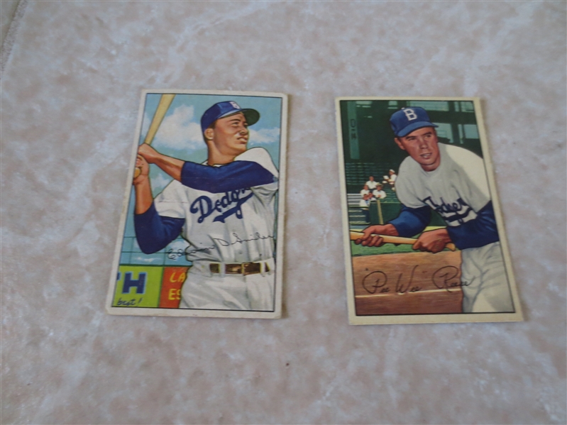 1952 Bowman Pee Wee Reese #8 and Duke Snider #116 baseball cards