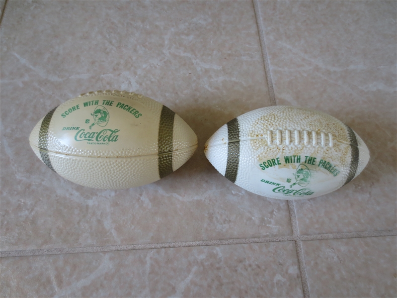 (2) 1960's Green Bay Packers Mini footballs---premiums to Coca Cola Bottle Caps