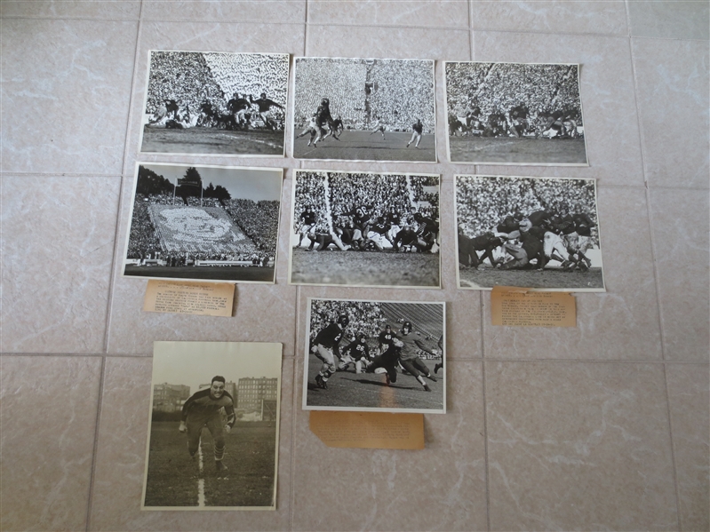 (8) 1930's original college football wire photos by Acme: Rockne honored, USC, CAL +