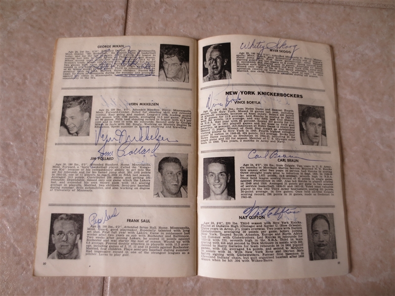 Autographed 1952-53 NBA Record Book with EVERY PLAYER AUTOGRAPH!  WOW!