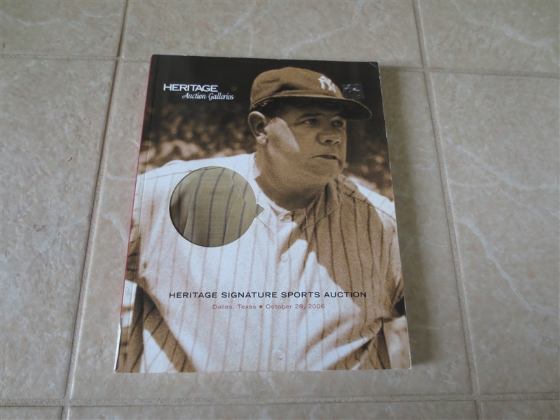 October 2006 Heritage Signature Sports Auction catalog Babe Ruth cover 954 lots