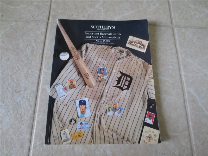 1992 Sotheby's Important Baseball Cards and Sports Memorabilia Auction Catalog EARLY!