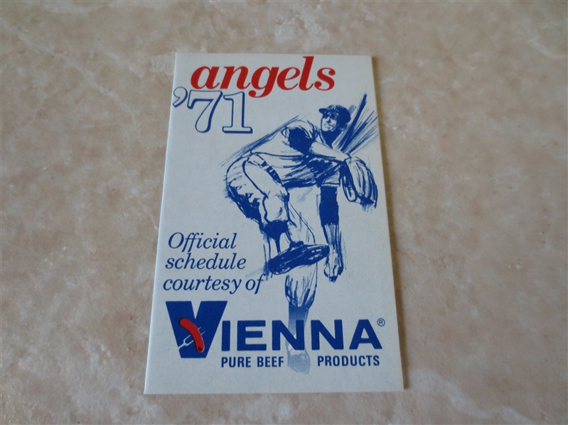 1971 California Angels baseball pocket schedule  Vienna Beef