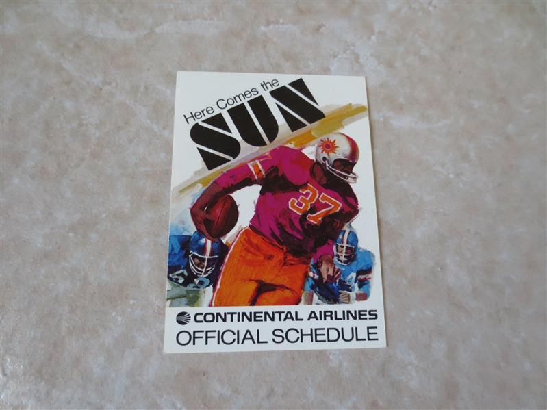 1974 Southern California Sun WFL pocket schedule  Continental Airlines  Tough!
