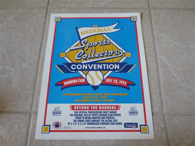 1993 National Sports Collectors Convention Promotional Advertisement with 9 football cards