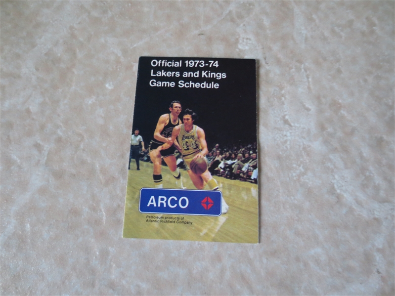 1973-74 Los Angeles Lakers and Los Angeles Kings pocket schedule Jerry West  ARCO
