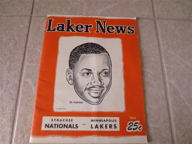 1958-59 Syracuse Nationals at Minneapolis Lakers basketball program Baylor Schayes Greer