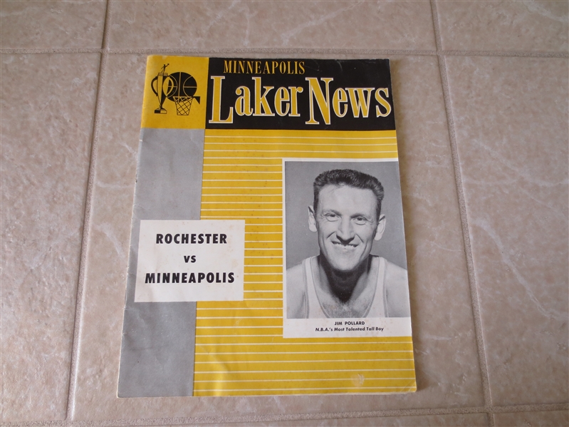 1954-55 Rochester Royals at Minneapolis Lakers basketball program 