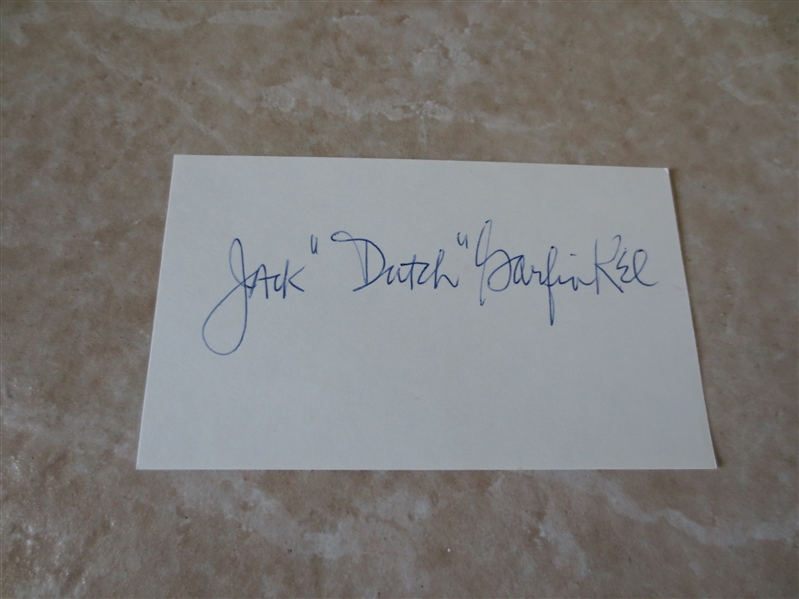 Autographed Jack Dutch Garfinkel 3 x 5 card Philadelphia Sphas, Celtics, Royals