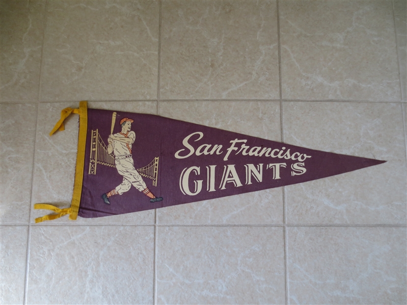 Circa 1960 San Francisco Giants soft felt baseball pennant  Mays McCovey Cepeda Marichal 34 