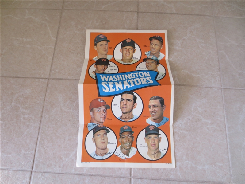 1969 Washington Senators Topps Team Poster  12 x 20  Tough to find  #23