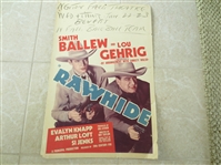 Lou Gehrig Advertising Movie Poster Cardboard Rawhide  22" x 14"  NEAT!