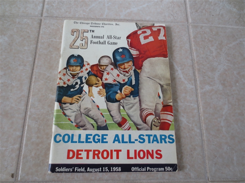 1958 College All Stars vs. Detroit Lions All Star Game Program Chicago Tribune