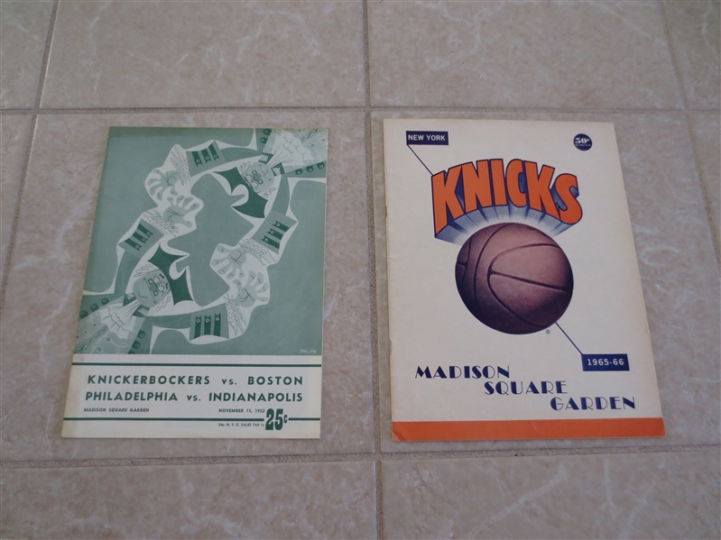 1952 Boston Celtics at New York Knicks program + 1965-66 LA Lakers at Knicks program