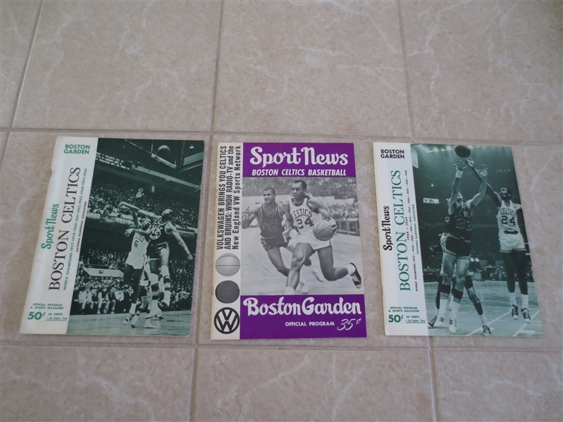 (3) 1960's Boston Celtics home basketball programs Bill Russell