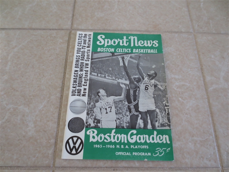 1965-66 Boston Celtics Playoff basketball home program Bill Russell/John Havlicek cover
