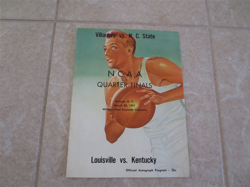 1951 NCAA Quarter-Finals Playoff program: Louisville vs. Kentucky and Villanova vs. NC State