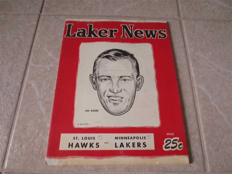 1958-59 St. Louis Hawks at Minneapolis Lakers basketball program