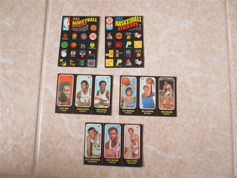 (5) 1971-72 Topps Basketball Stickers Maravich, Havlicek, Bellamy, Cunningham, Teams