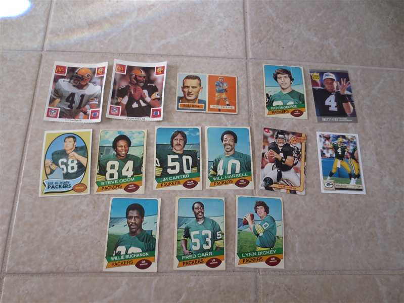 (14) Vintage football cards all Green Bay Packers