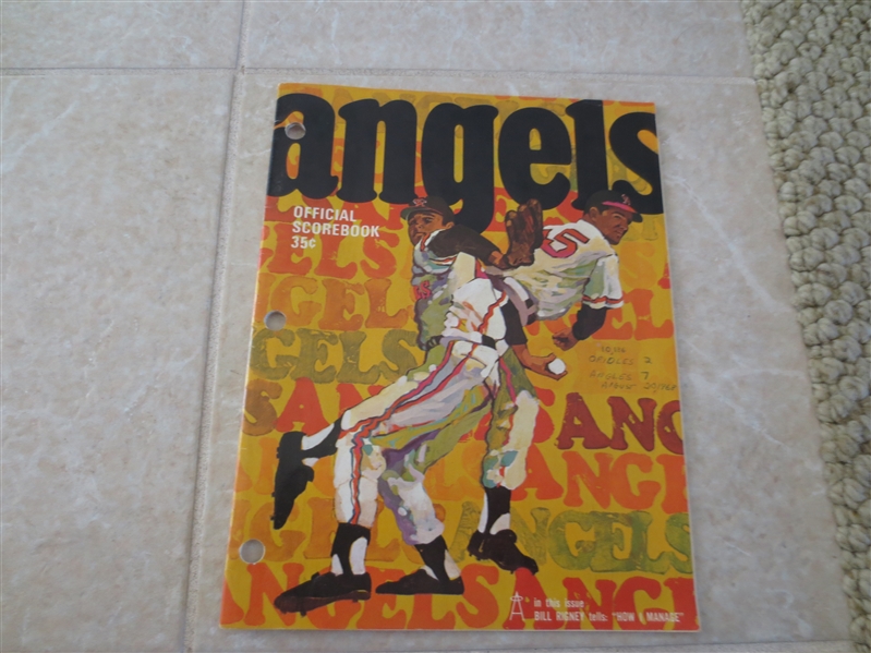 1968 Baltimore Orioles at California Angels scored baseball program with autographs