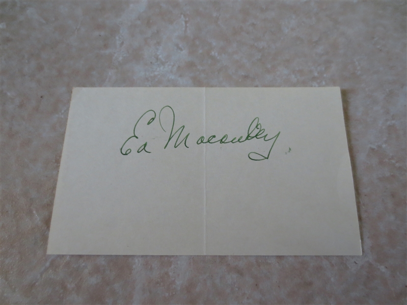 Autographed Ed Macauley 3 x 5 paper Basketball Hall of Fame