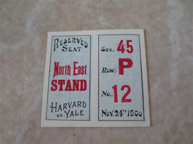 1900 Harvard vs. Yale football ticket   WOW!