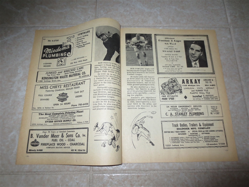 1962 Chicago Bulls United PRO Football League program  VERY RARE