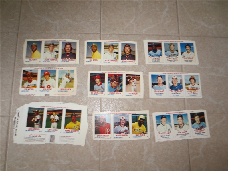(9) 1970's Hostess Baseball Card Panels 27 cards total with Hall of Famers