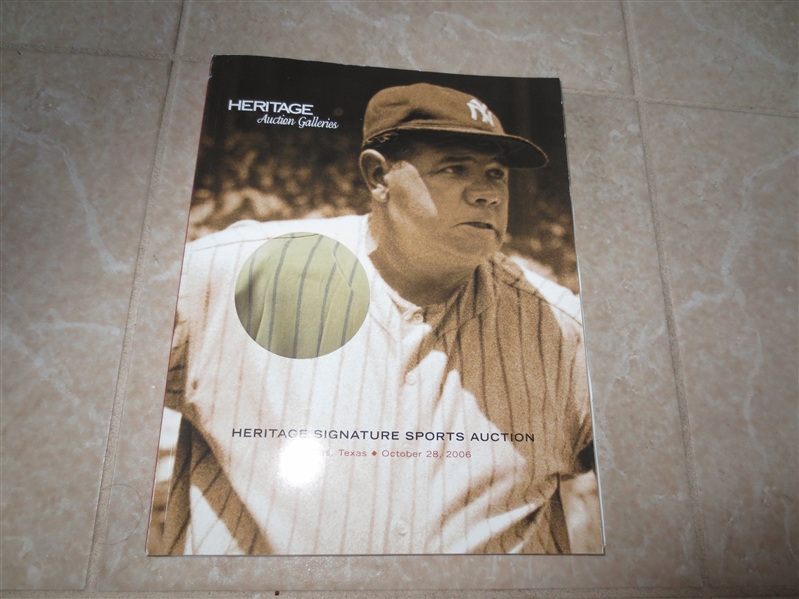 October 2006 Heritage Sports Auction Catalog  Babe Ruth cover