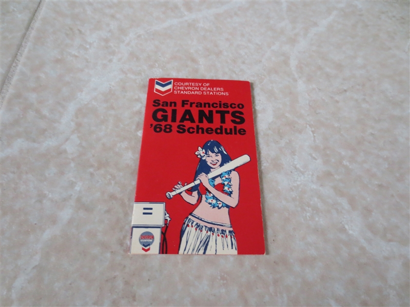 1968 San Francisco Giants pocket schedule Mays, Perry, McCovey, Marichal  Chevron