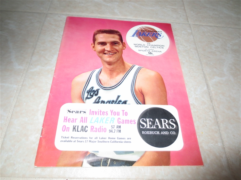 1965-66 Boston Celtics at Los Angeles Lakers basketball program  Jerry West cover