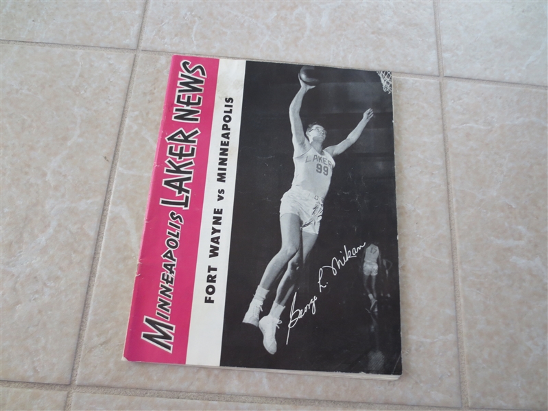 1953-54 Fort Wayne Pistons at Minneapolis Lakers basketball program  Mikan cover