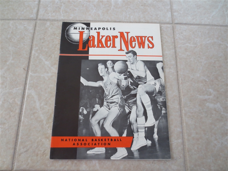 1955-56 St. Louis Hawks at Minneapolis Lakers basketball program Vern Mikkelsen Bob Pettit
