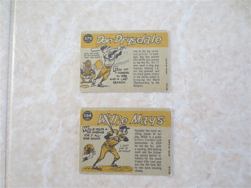 1960 Topps Willie Mays and Don Drysdale Sport Magazine baseball cards