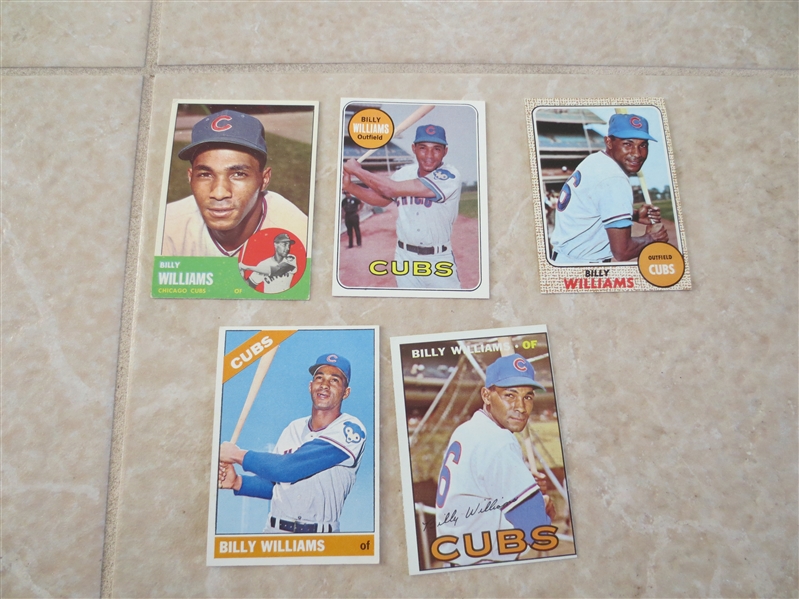 (5) different 1960's Topps Billy Williams baseball cards  Hall of Fame